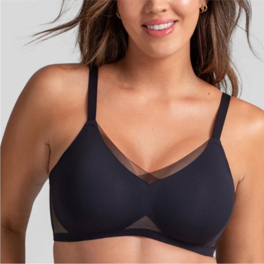 Honeylove Crossover Bra Size Large Runway Black Tan Beige Wireless Mesh Comfort